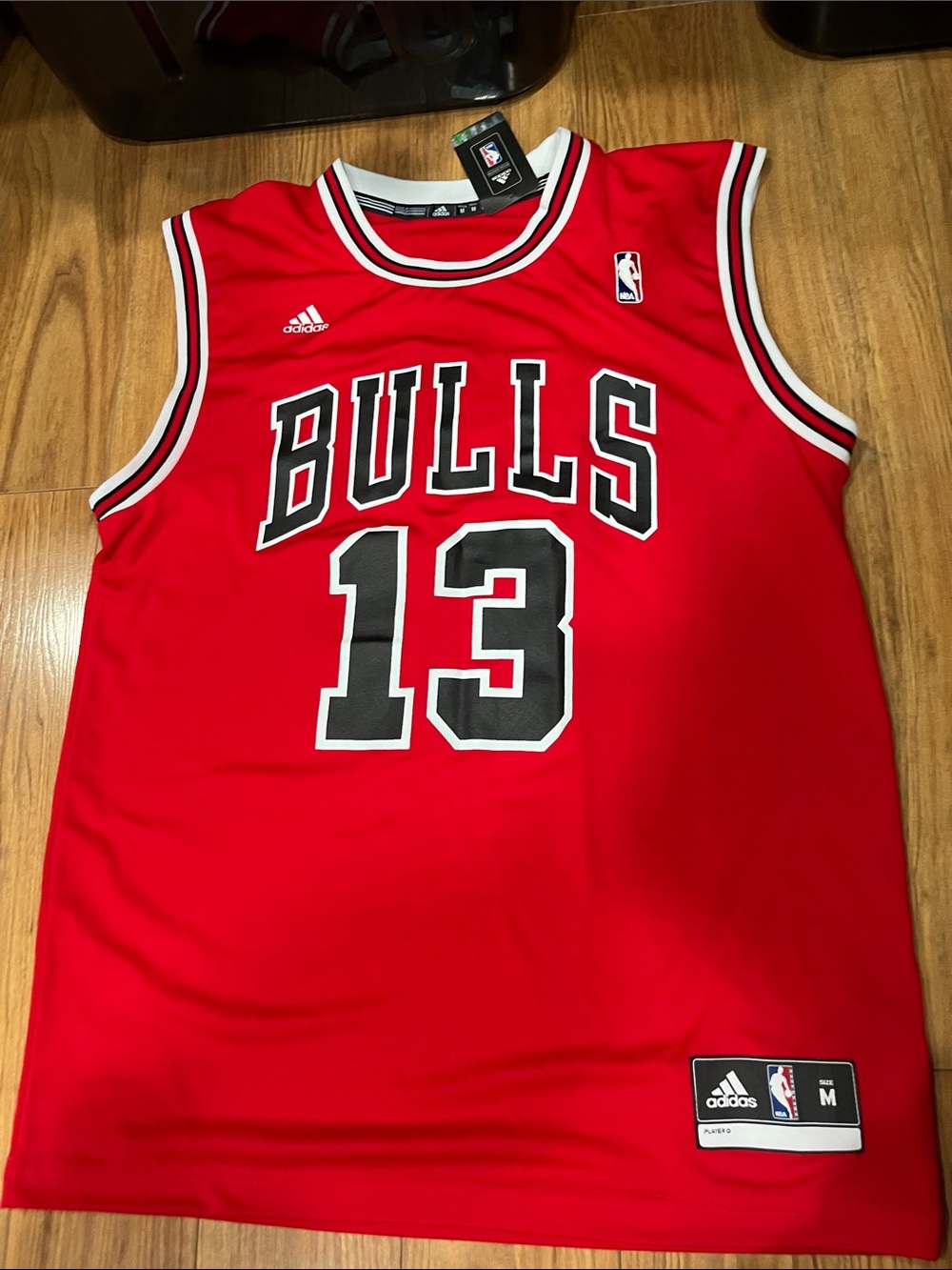 adidas Chicago Bulls Red and Black #13 Basketball Jersey